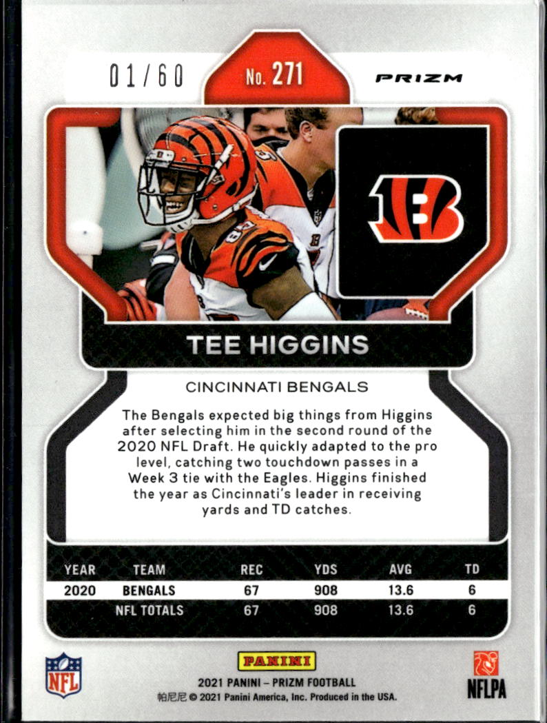Tee Higgins 2021 Prizm Orange Wave Prizm 1/60 Cincinnati Bengals
