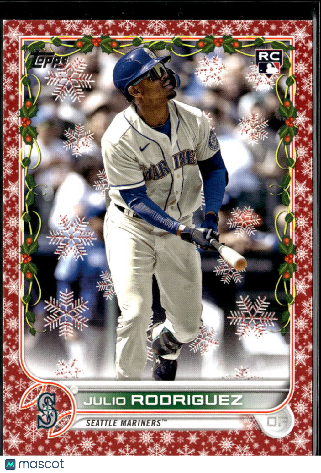 Julio Rodriguez 2022 Topps Holiday Red Rookie RC MISSING SERIAL # Mariners