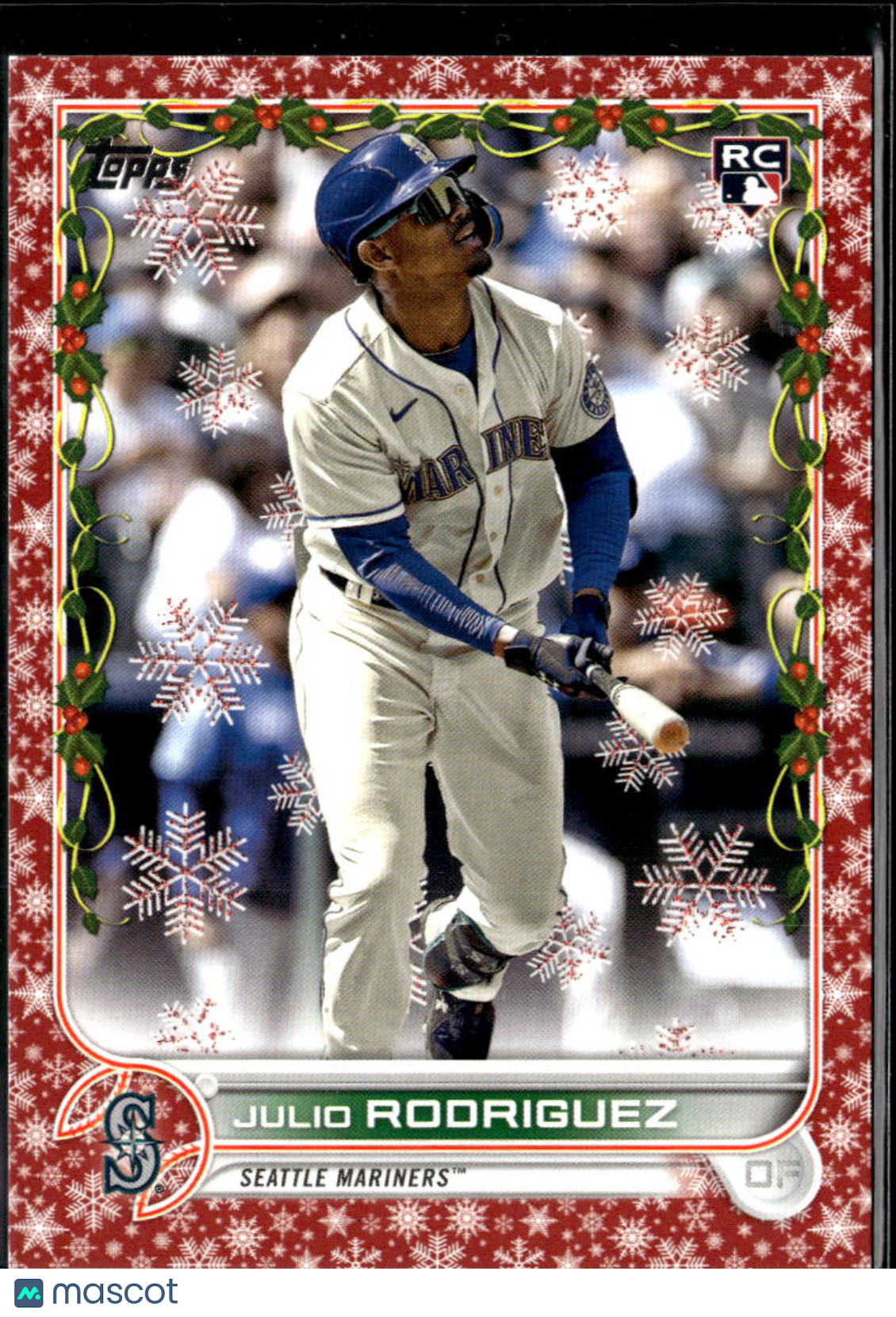Julio Rodriguez 2022 Topps Holiday Red Rookie RC MISSING SERIAL # Mariners