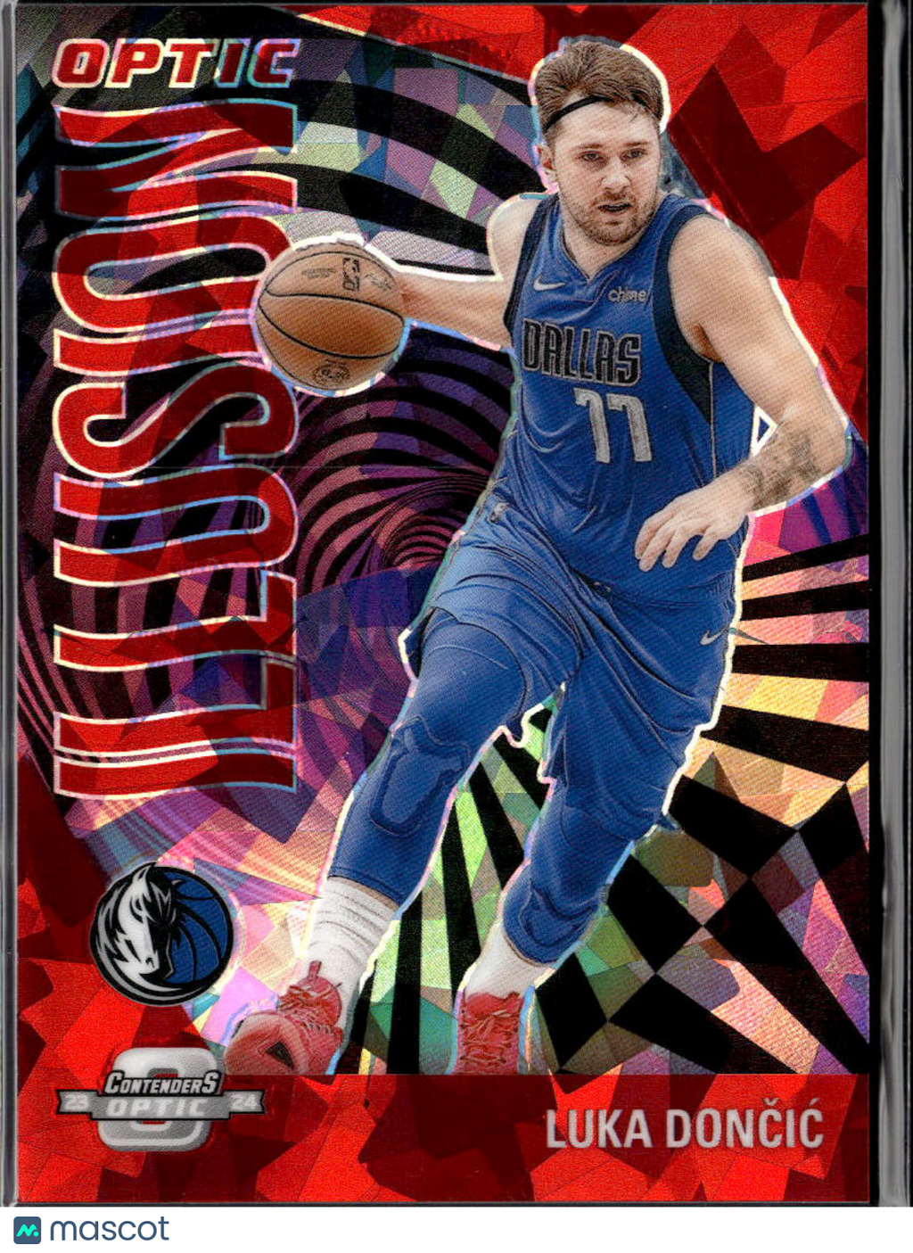 Luka Dončić 2023-24 Contenders Optic Illusion Red Prizm 92/175 Dallas Mavericks