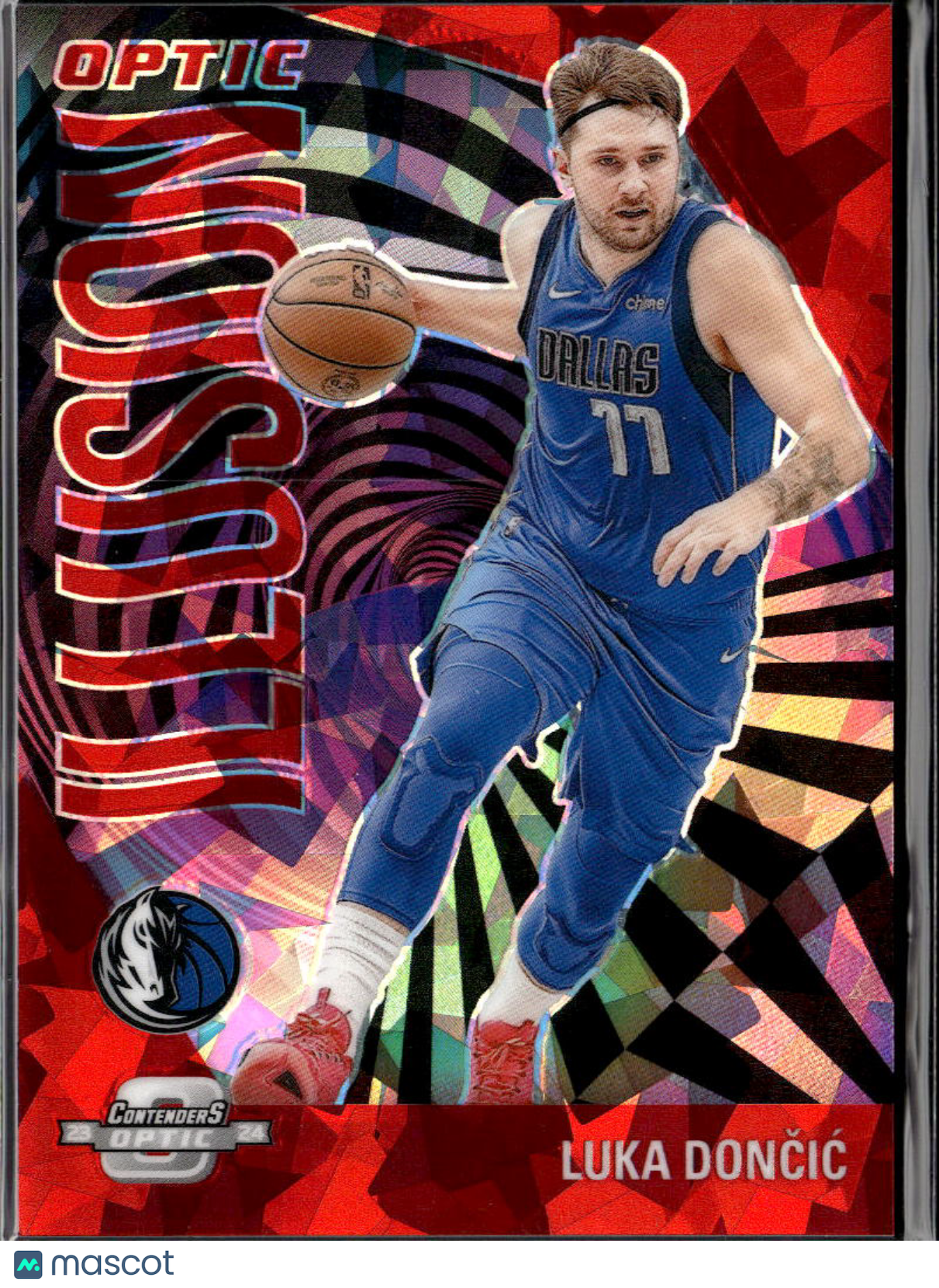 Luka Dončić 2023-24 Contenders Optic Illusion Red Prizm 92/175 Dallas Mavericks