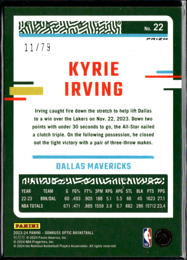 Kyrie Irving 2023-24 Optic Pink Velocity 11/79 Dallas Mavericks