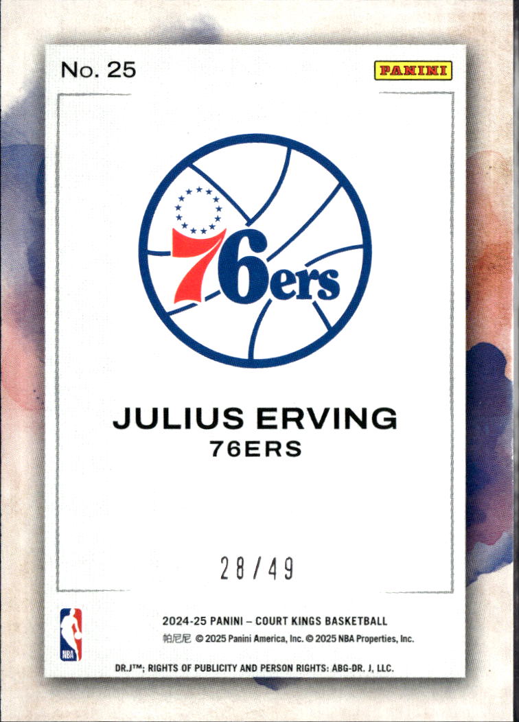 Julius Erving 2024-25 Court Kings Water Color Pink 28/49 Philadelphia 76ers