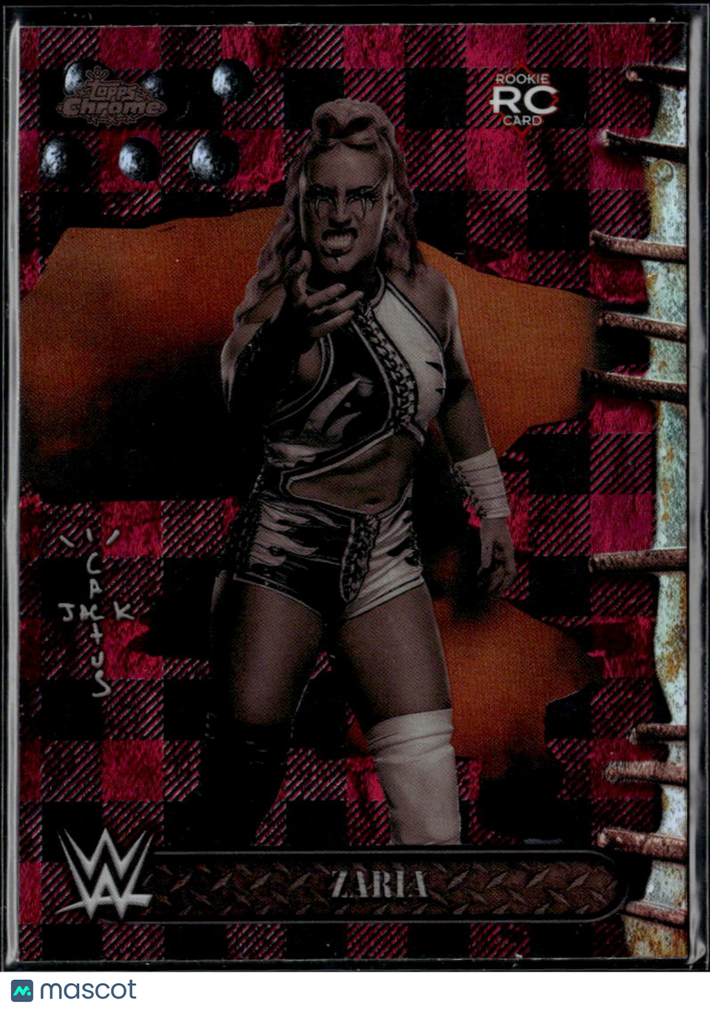 Zaria 2025 Topps Chrome WWE Cactus Jack Black Red Plaid Rookie RC NXT