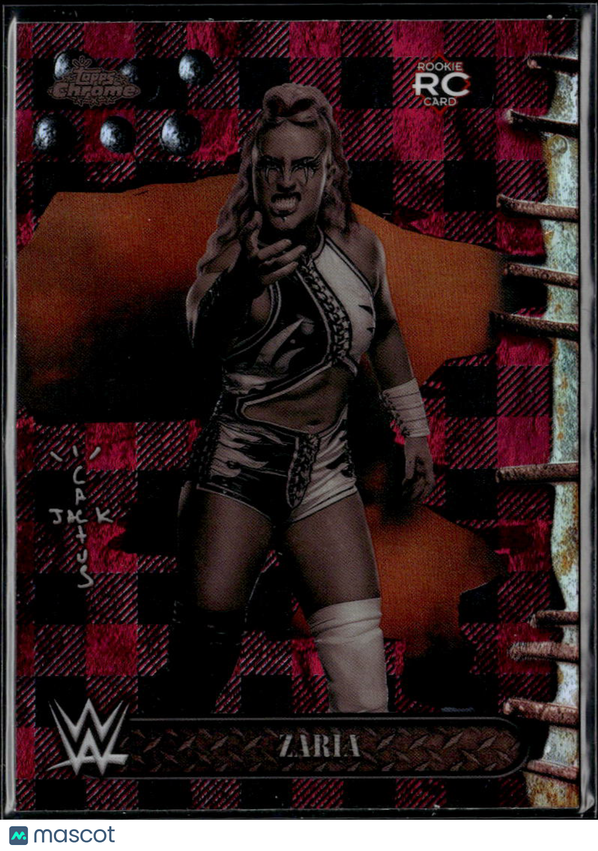Zaria 2025 Topps Chrome WWE Cactus Jack Black Red Plaid Rookie RC NXT