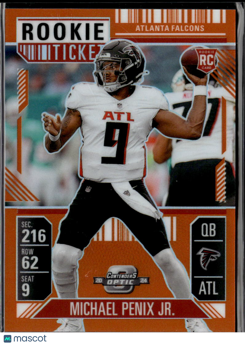Michael Penix Jr. 2024 Contenders Optic Orange Prizm Rookie RC 8/75 Falcons