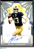 Riley Leonard 2025 Leaf Trinity Auto Autograph RC Rookie Notre Dame 3/7