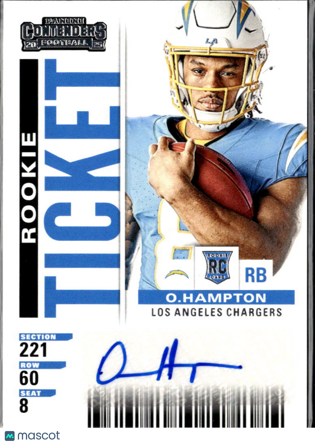 Omarion Hampton 2025 Contenders Auto Autograph RC Los Angeles Chargers