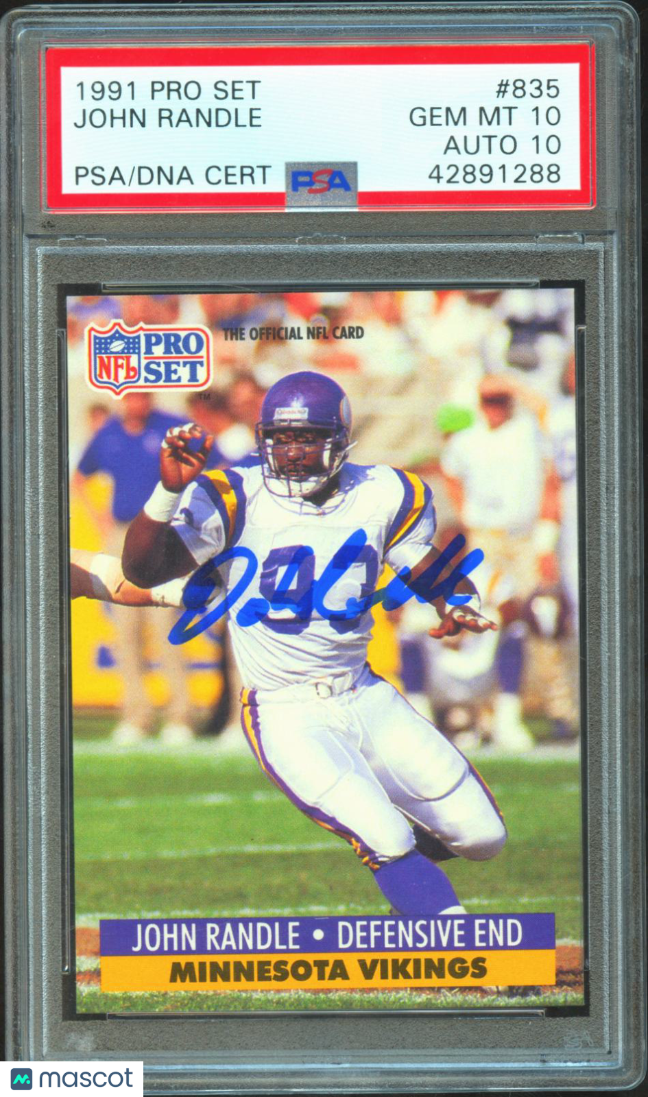 John Randle 1991 Pro Set Auto Autograph Rookie Minnesota Vikings PSA 10 Auto 10