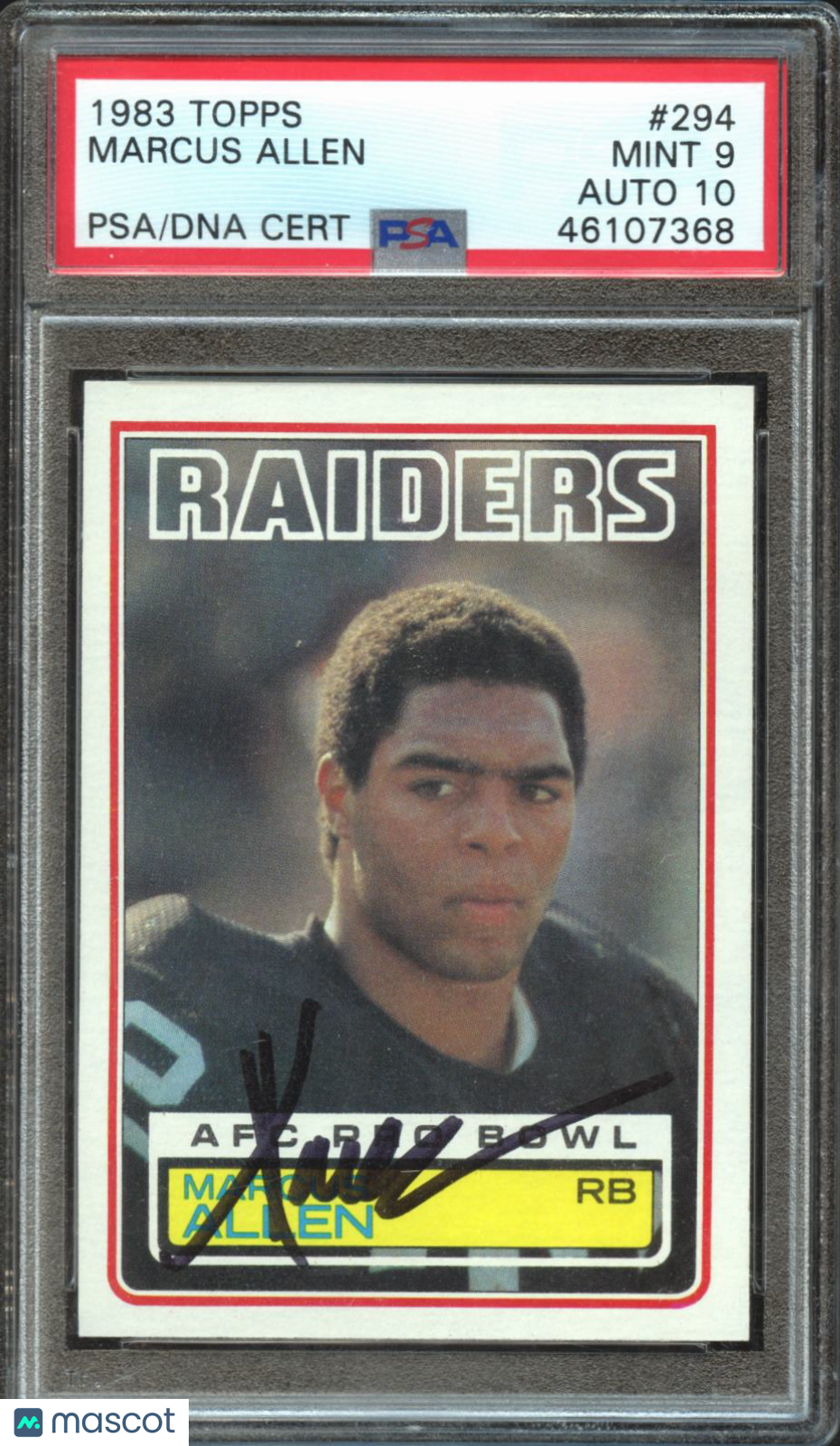 Marcus Allen 1983 Topps Auto Autograph Rookie Oakland Raiders #294 PSA 9 Auto 10