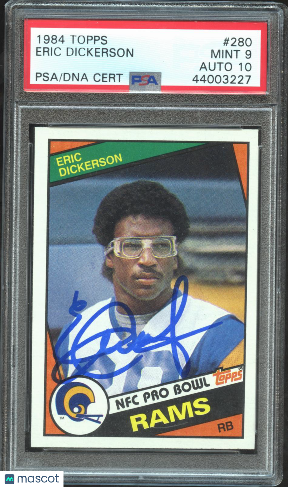 Eric Dickerson 1984 Topps Auto Autograph Rookie RC Rams #280 PSA 9 Auto 10