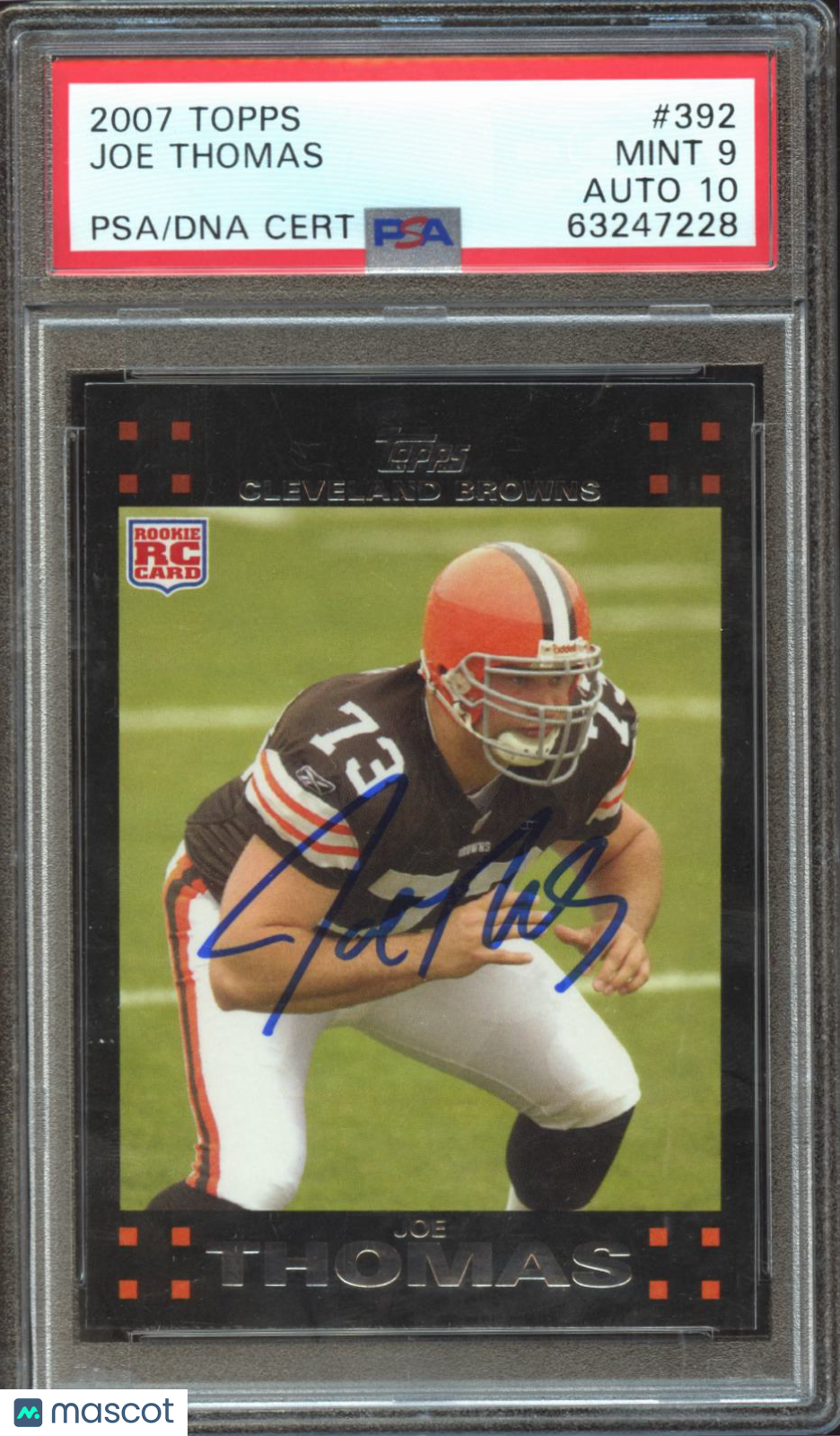 Joe Thomas 2007 Topps Auto Autograph Rookie RC Cleveland Browns PSA 9 Auto 10
