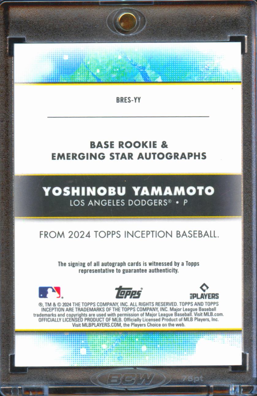 Yoshinobu Yamamoto 2024 Topps Inception Auto Autograph RC 94/125 LA Dodgers