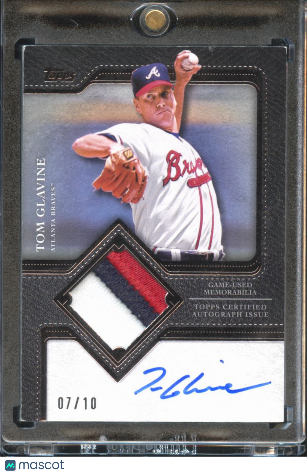 Tom Glavine 2025 Topps Flagship Auto Autograph Game Worn Patch 7/10 Braves