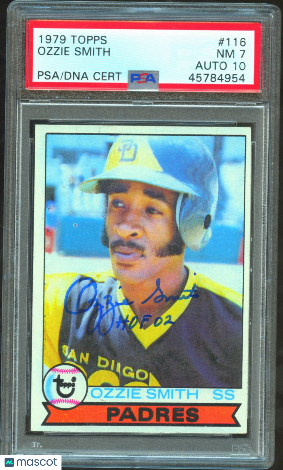 Ozzie Smith 1979 Topps Inscription Auto Autograph RC Padres #116 PSA 7 Auto 10