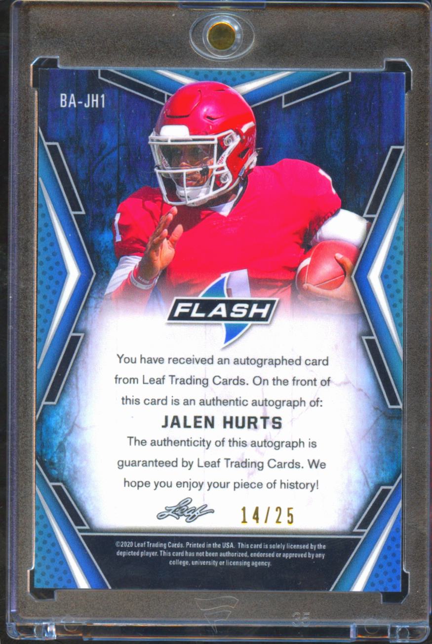Jalen Hurts 2020 Leaf Flash Auto Autograph Rookie RC 14/25 Oklahoma Sooners