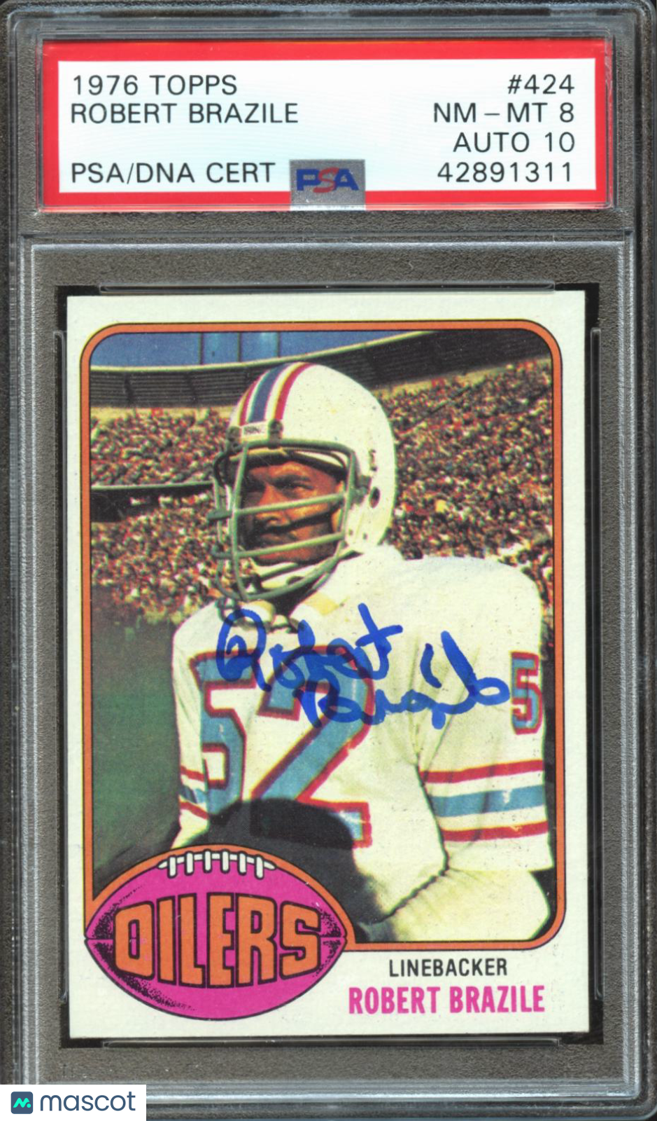 Robert Brazile 1976 Topps Auto Autograph Rookie RC Houston Oilers PSA 8 Auto 10