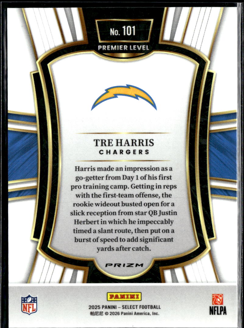 Tre Harris 2025 Select Zebra Prizm SSP SHORTPRINT Rookie RC Los Angeles Chargers
