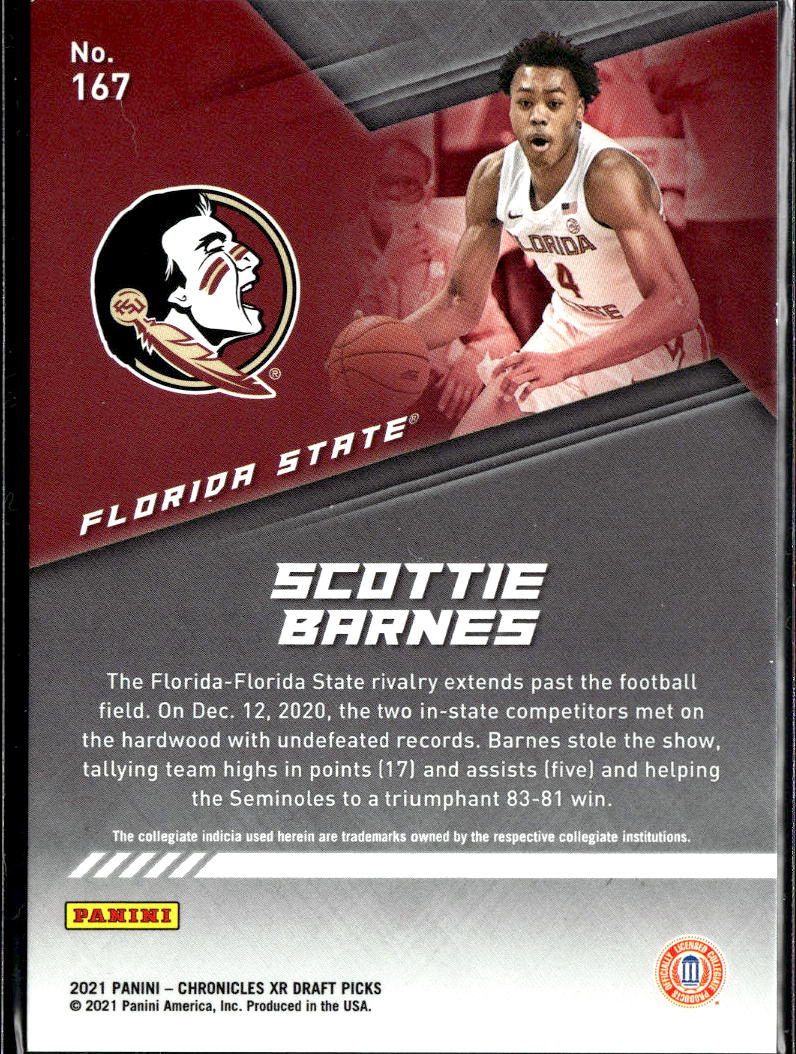 Scottie Barnes 2021 XR Red Rookie RC 101/149 Florida State Seminoles