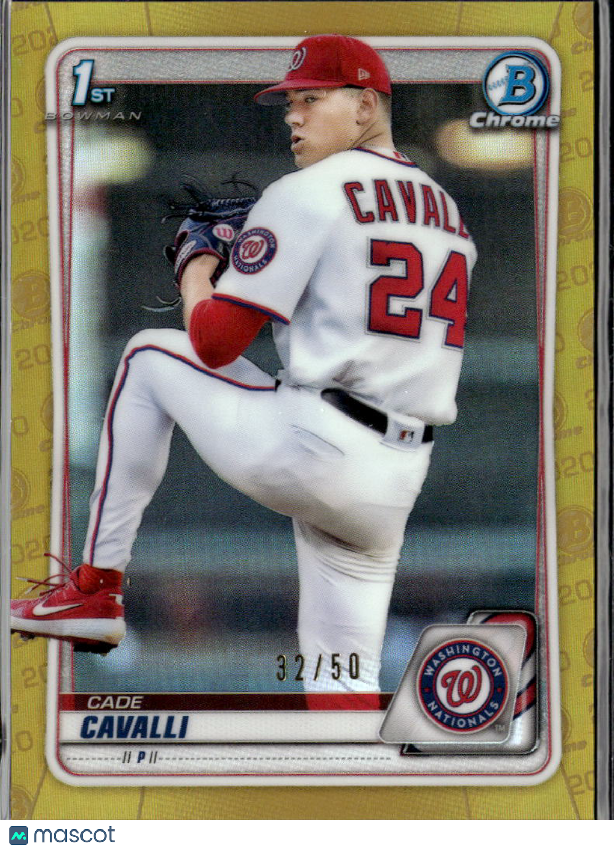 Cade Cavalli 2020 Bowman Chrome 1st GOLD Refractor RC 32/50 Washington Nationals