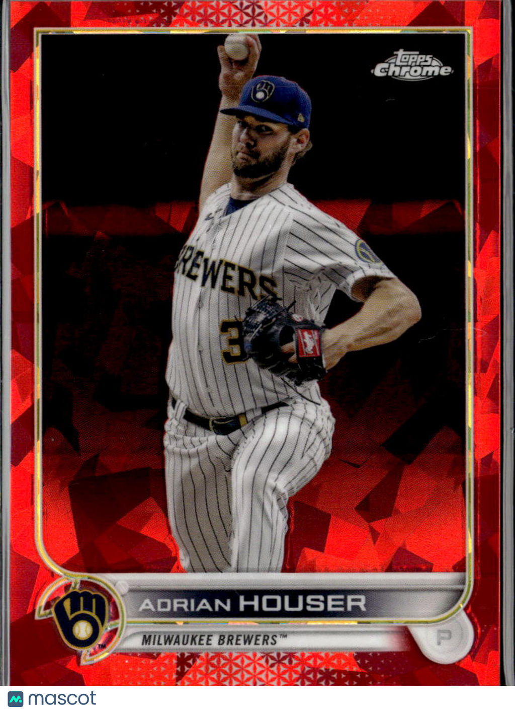 Adrian Houser 2022 Topps Chrome Red Sapphire Refractor 2/5 Milwaukee Brewers