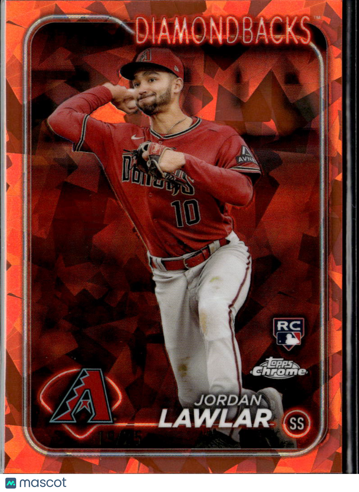 Jordan Lawlar 2024 Topps Chrome Sapphire Orange Refractor RC 19/25 Diamondbacks