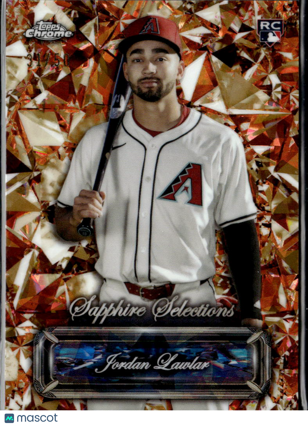 Jordan Lawlar 2024 Topps Chrome Sapphire Selections GOLD RC 31/50 Diamondbacks