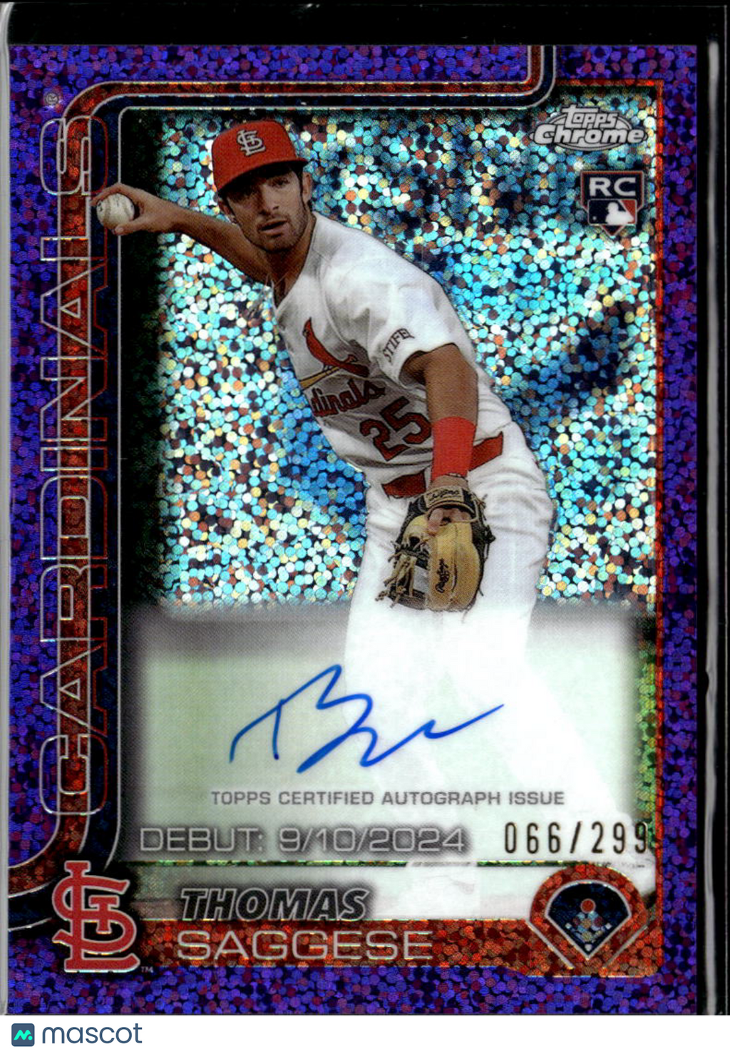 Thomas Saggese 2025 Topps Chrome Auto Autograph RC 66/299 St. Louis Cardinals