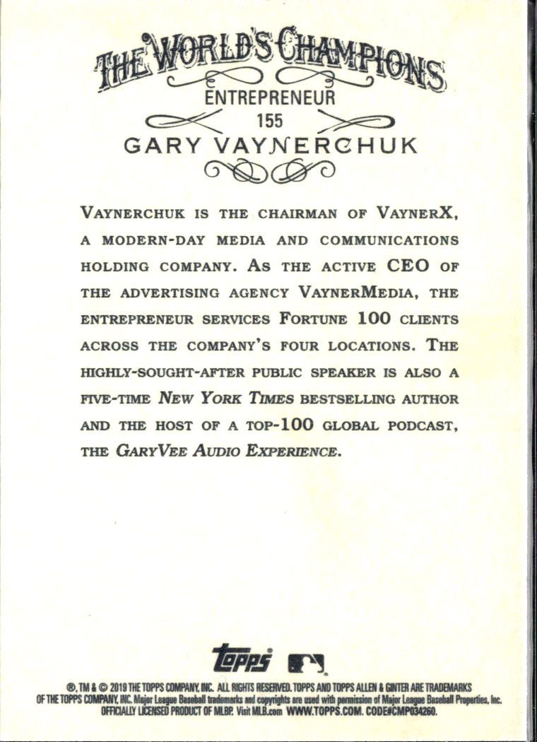 Gary Vaynerchuk 2019 Topps Allen & Ginter GOLD Foil Entrepreneur #155