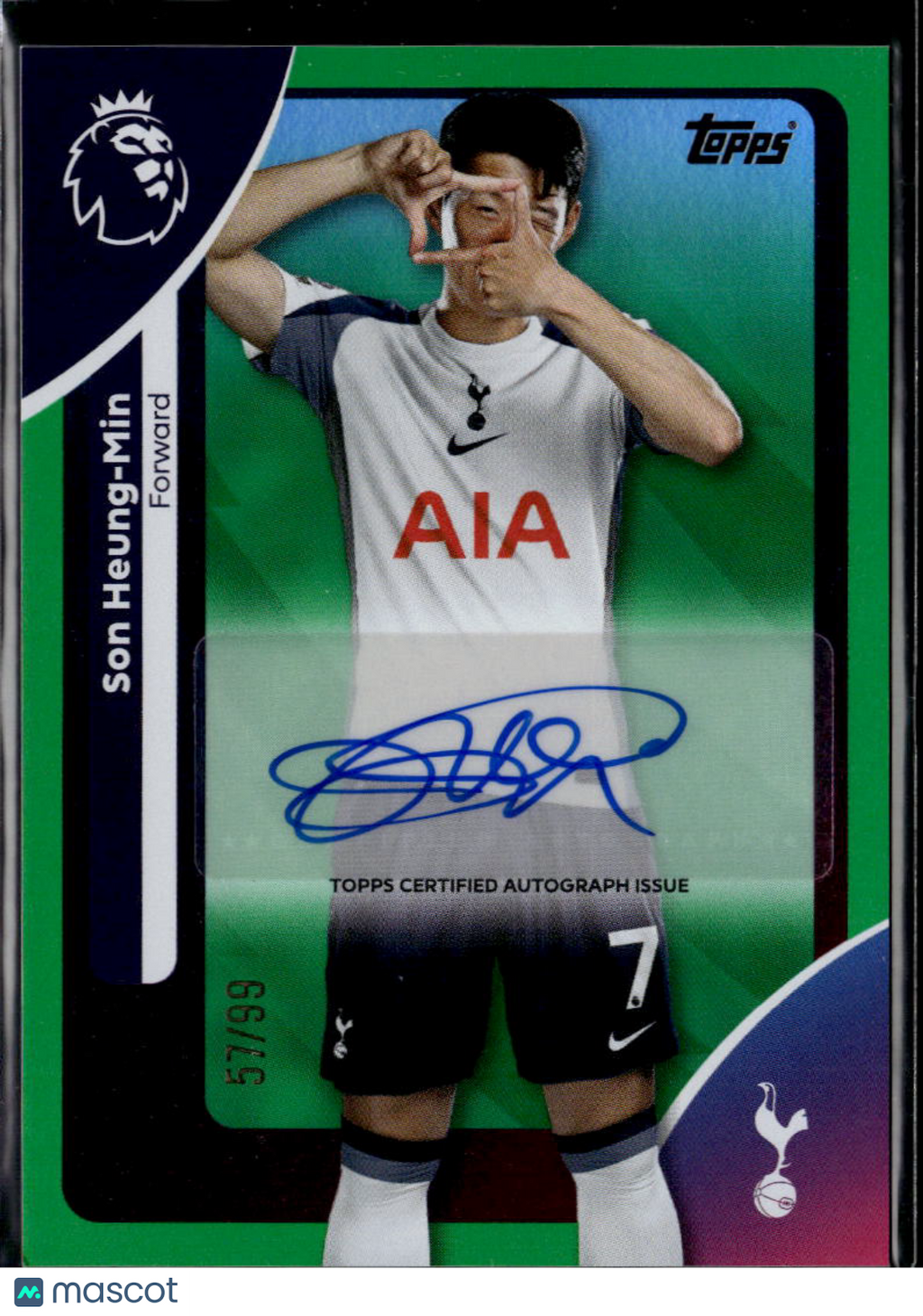 Son Heung-Min 2025 Topps Auto Autograph Green 57/99 Tottenham Hotspur