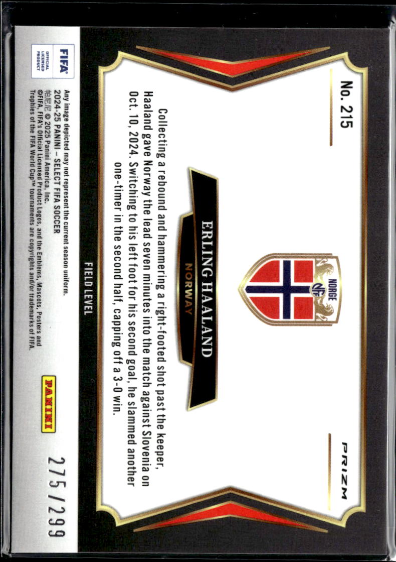 Erling Haaland 2025 Select FIFA Soccer Pink Mojo Prizm 275/299 Norway
