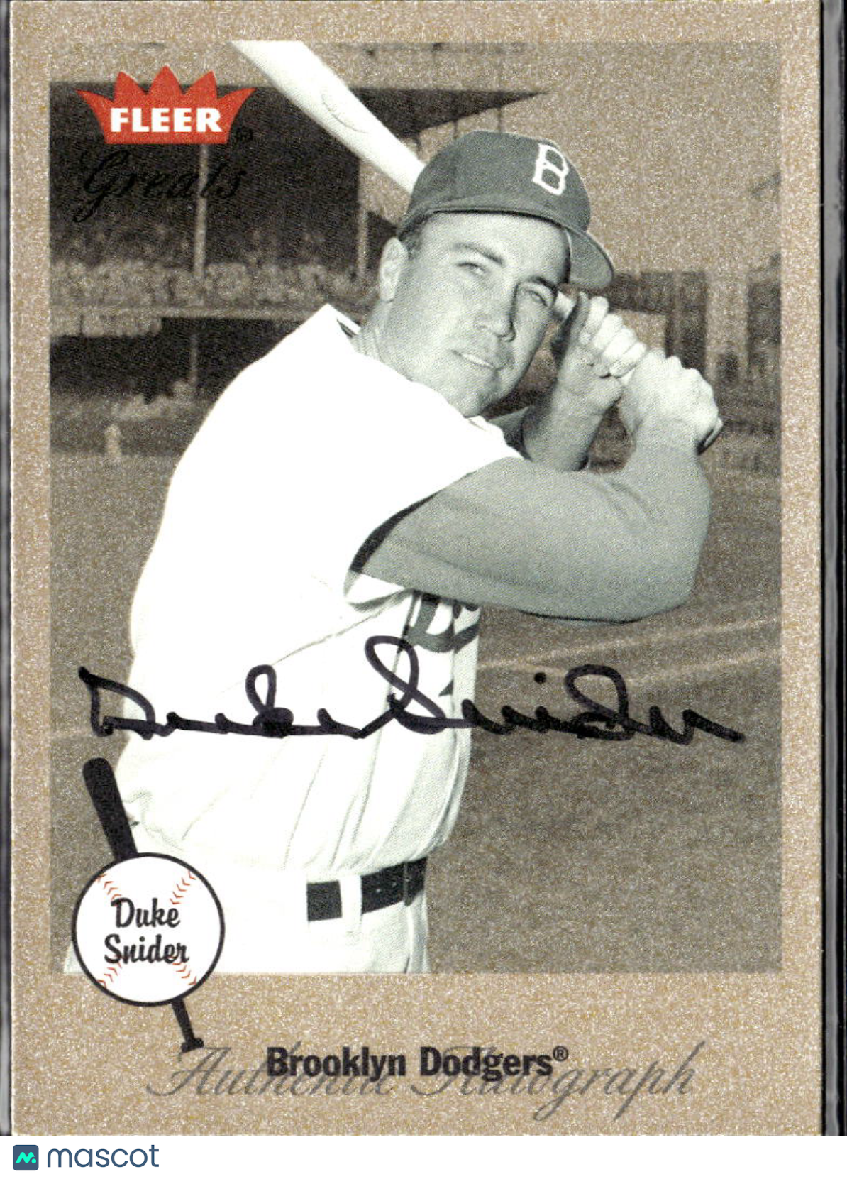 Duke Snider 2001 Fleer Greats Authentic Autograph Auto Brooklyn Dodgers