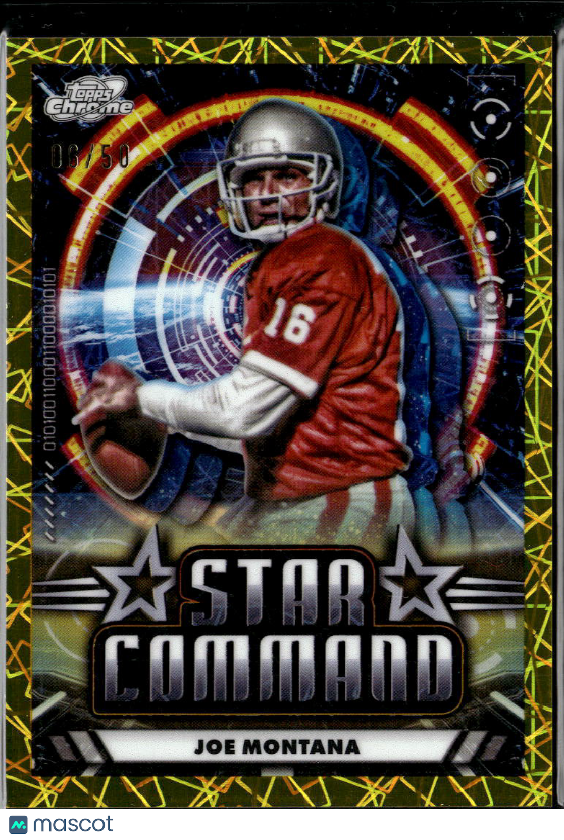 Joe Montana 2024 Topps Chrome Cosmic Star Command Gold Refractor 6/50 SF 49ers