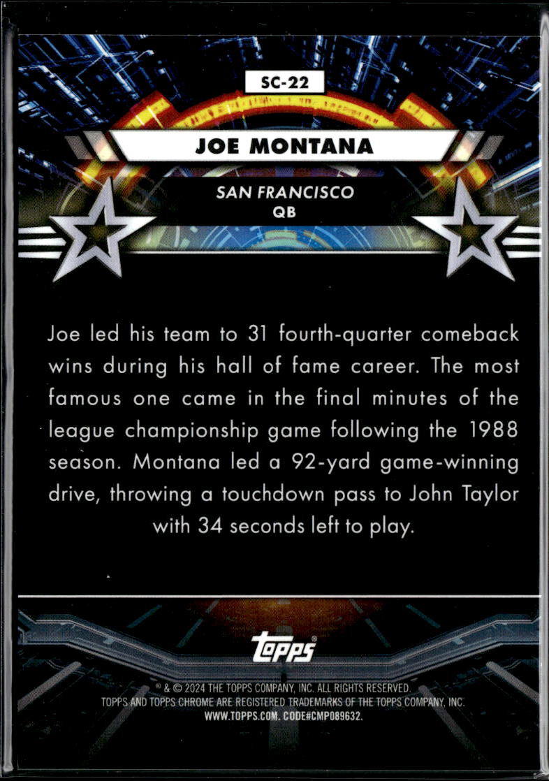 Joe Montana 2024 Topps Chrome Cosmic Star Command Gold Refractor 6/50 SF 49ers