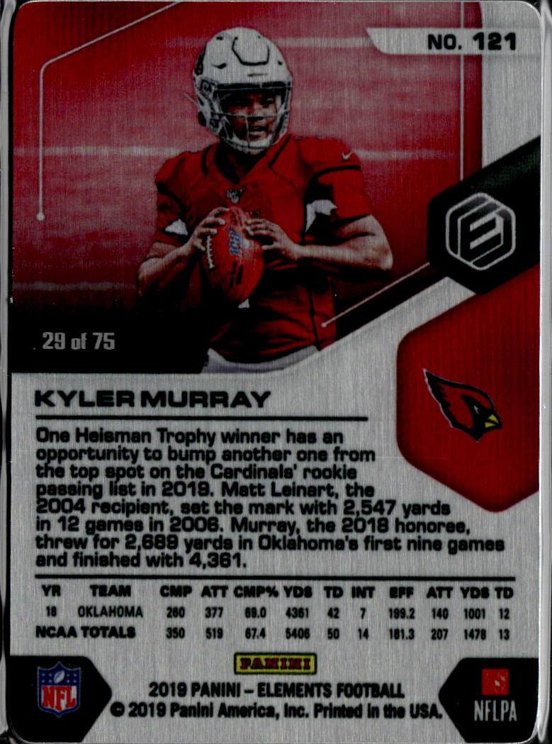 Kyler Murray 2019 Elements Rookie RC 29/75 Arizona Cardinals