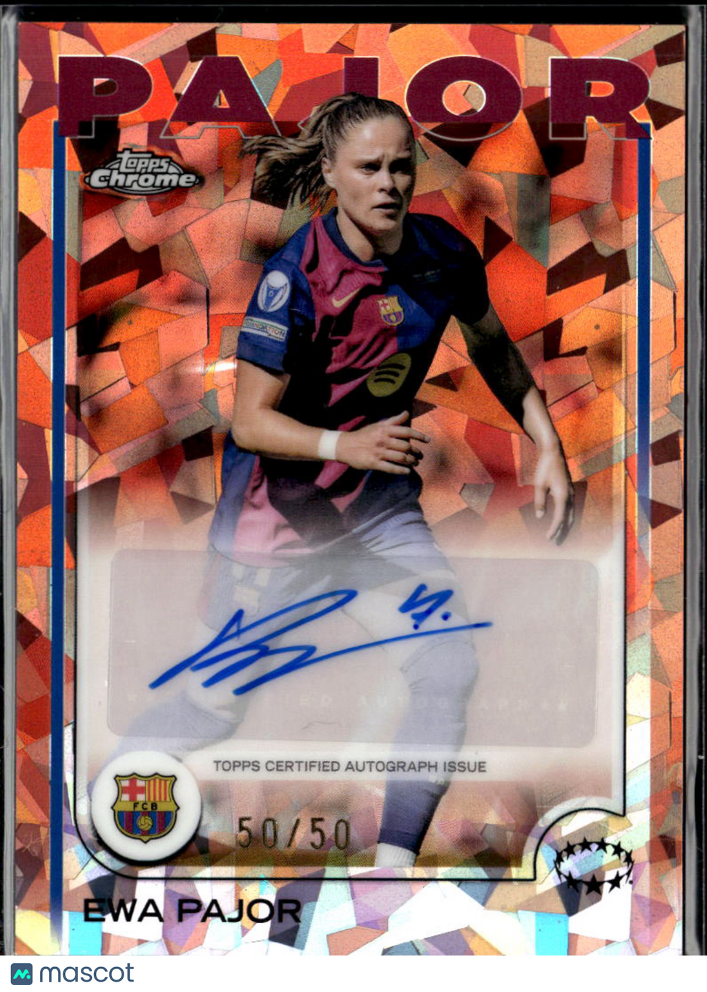 Ewa Pajor 2025 Topps Chrome Sapphire UEFA Auto Autograph 50/50 FC Barcelona