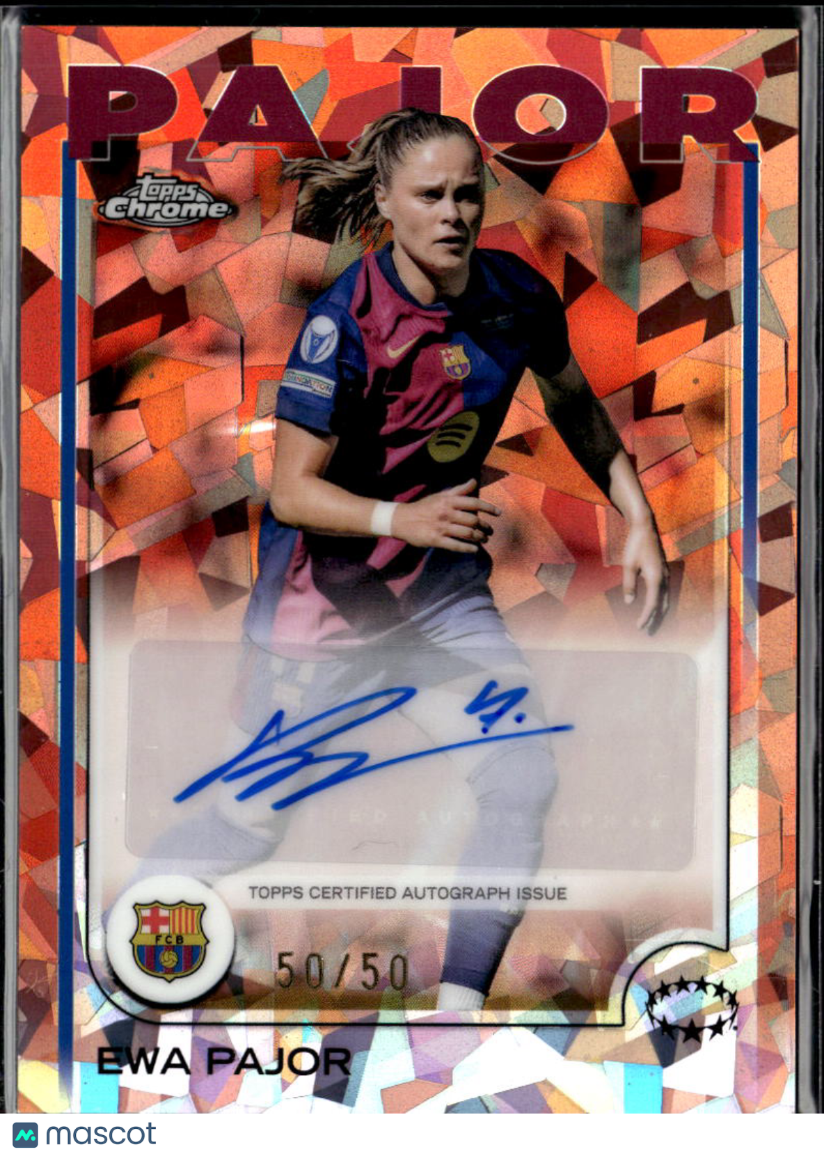 Ewa Pajor 2025 Topps Chrome Sapphire UEFA Auto Autograph 50/50 FC Barcelona