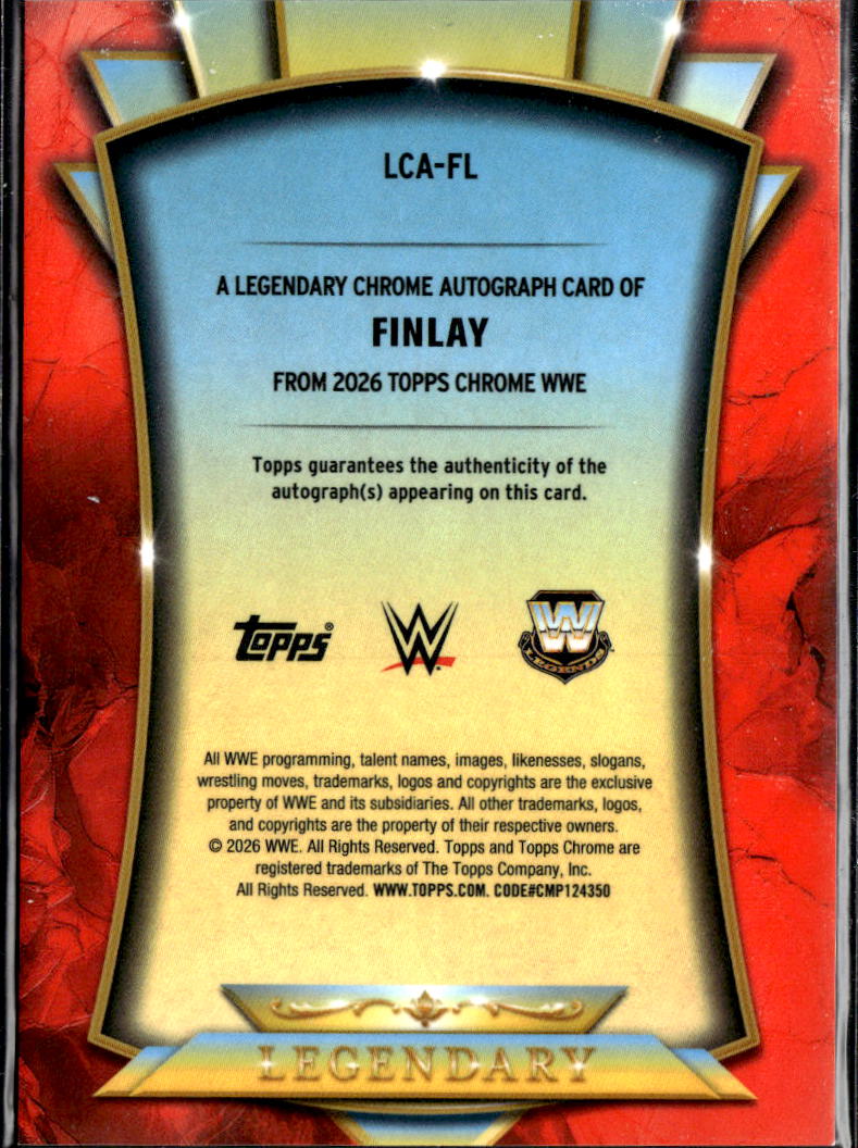 Finlay 2026 Topps Chrome WWE Legendary Auto Autograph Wrestling