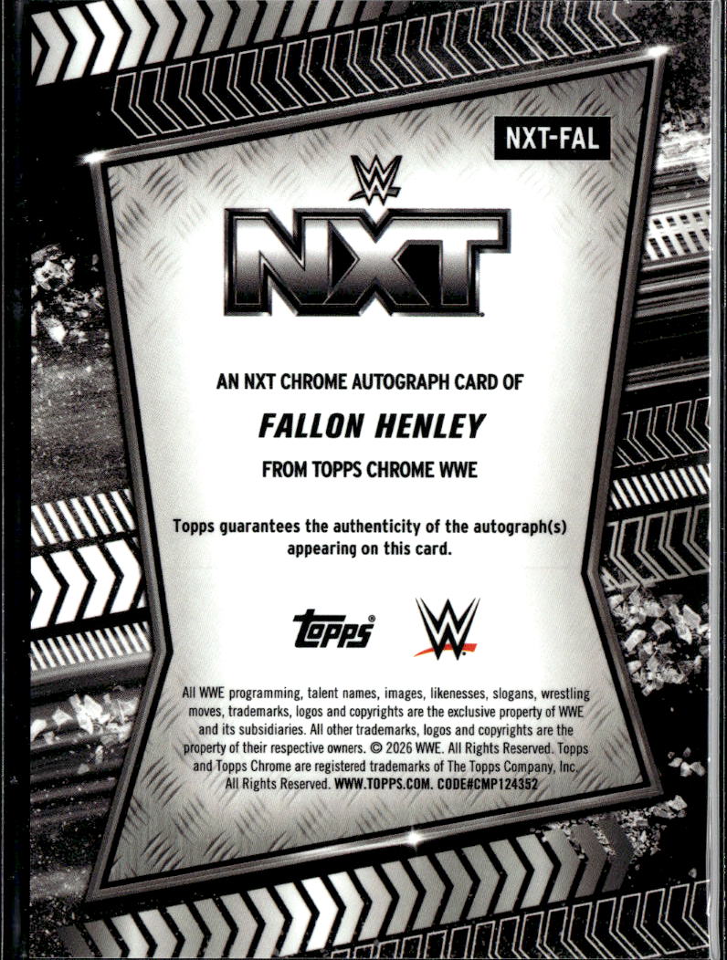 Fallon Henley 2026 Topps Chrome WWE On Card Auto Autograph