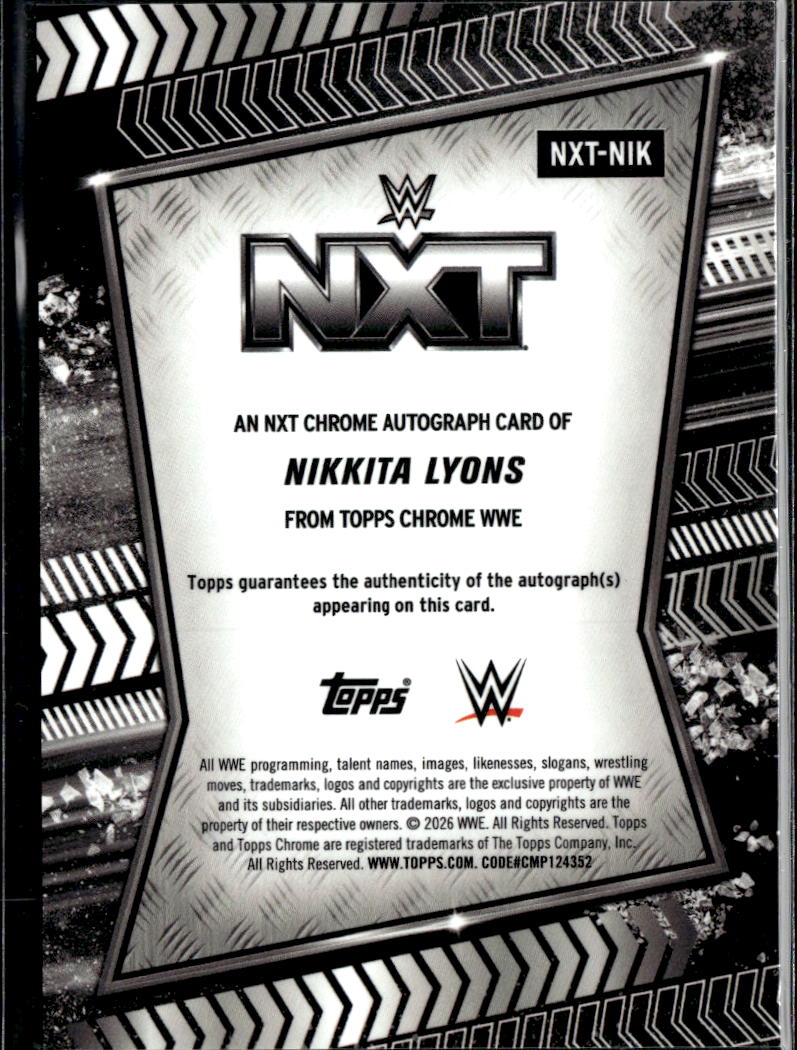 Nikkita Lyons 2026 Topps Chrome WWE On Card Auto Autograph