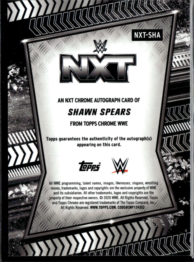 Shawn Spears 2026 Topps Chrome WWE On Card Auto Autograph BLUE 124/150