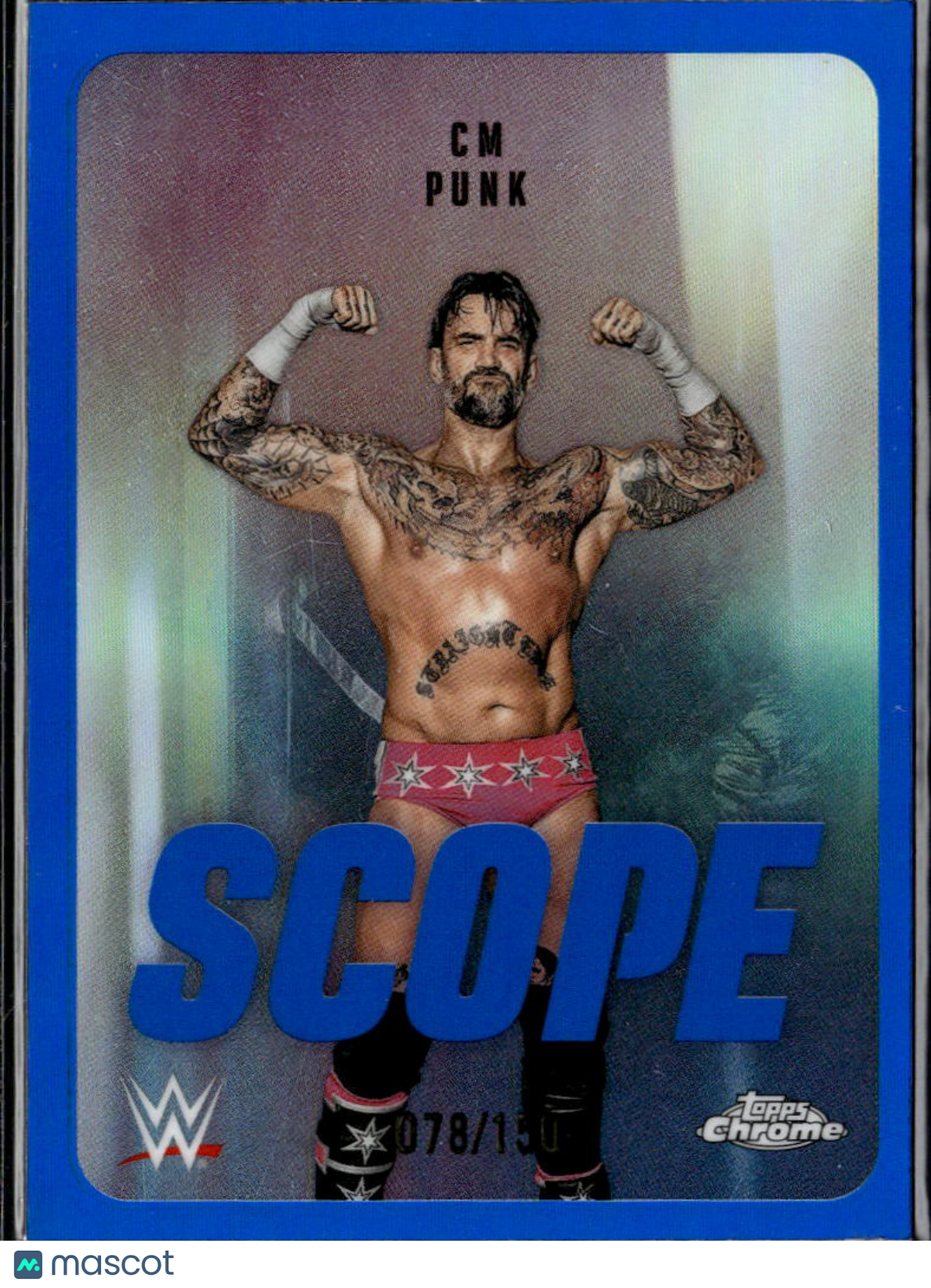 CM Punk 2026 Topps Chrome WWE Scope Blue Refractor 78/150 Raw