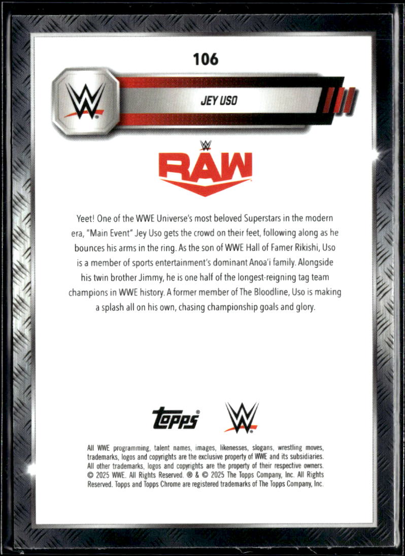 Jey Uso 2025 Topps Chrome WWE Prizm /300 RAW