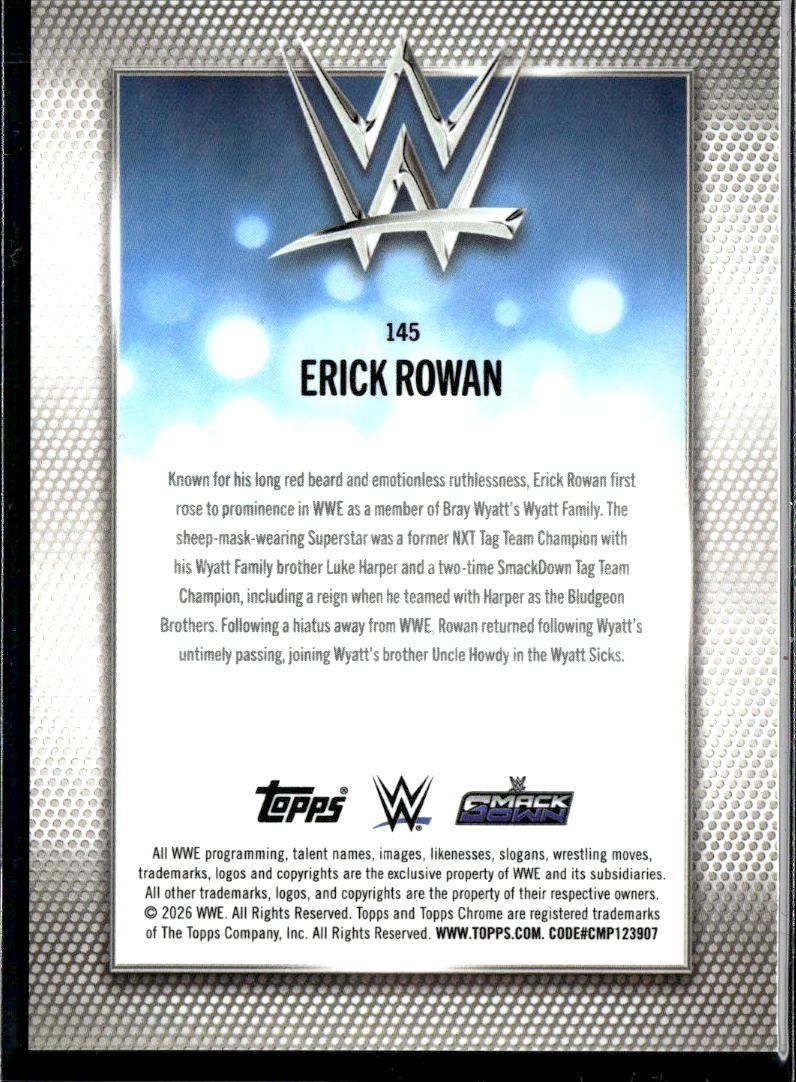 Erick Rowan 2026 Topps Chrome Steel Cage Refractor /37 The Wyatt Sicks