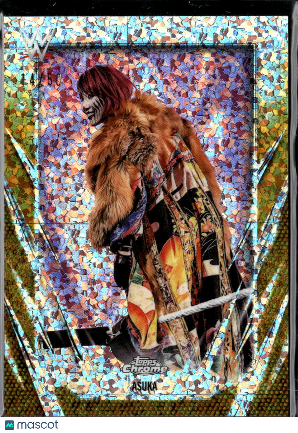 Asuka 2026 Topps Chrome WWE GOLD Diamond Refractor 14/50