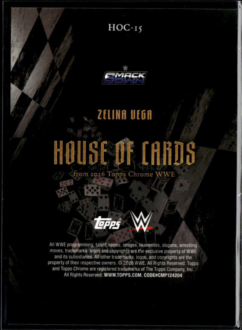 Zelina Vega 2026 Topps Chrome WWE House of Cards SmackDown SSP CASE HIT