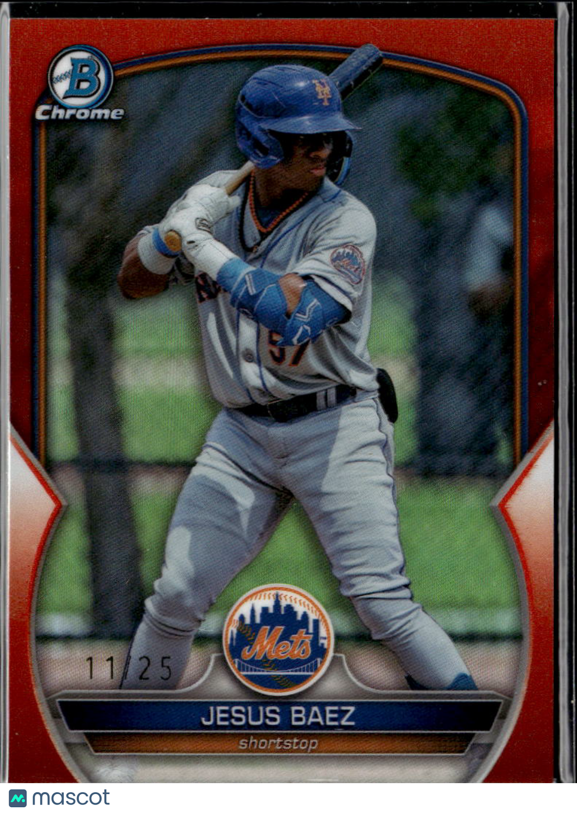 Jesus Baez 2023 Bowman Chrome Orange Refractor 11/25 New York Mets