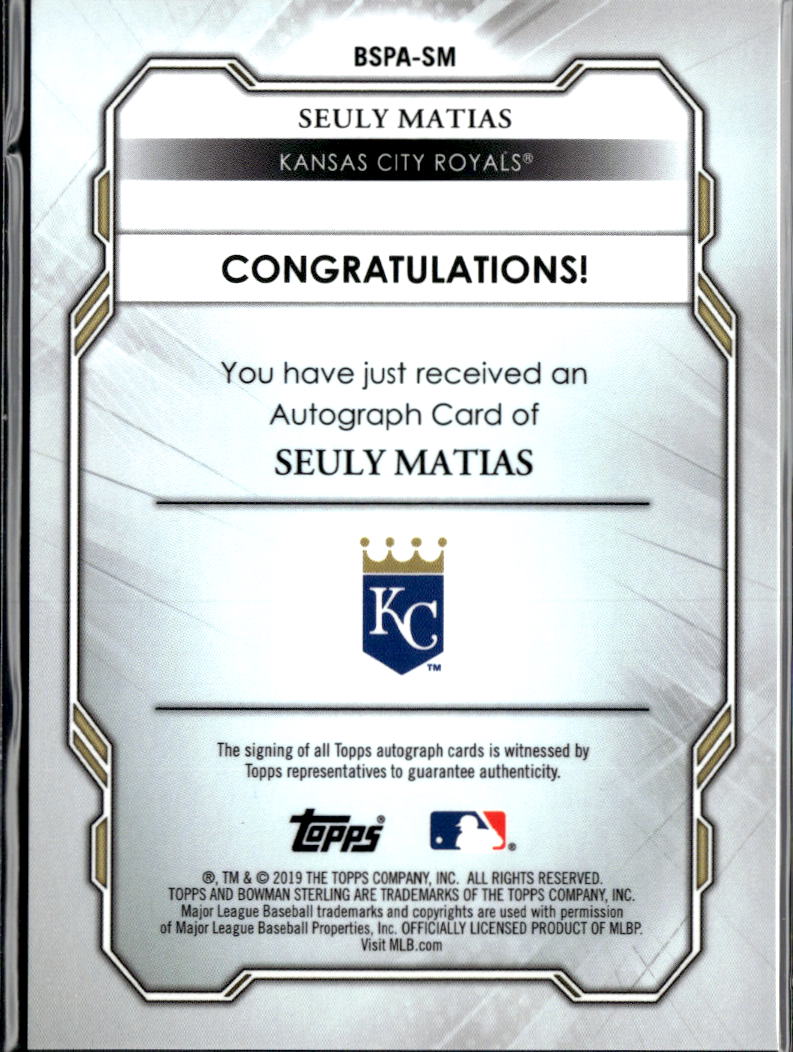 Seuly Matias 2019 Bowman Sterling Auto Autograph BLUE 18/25 Kansas City Royals