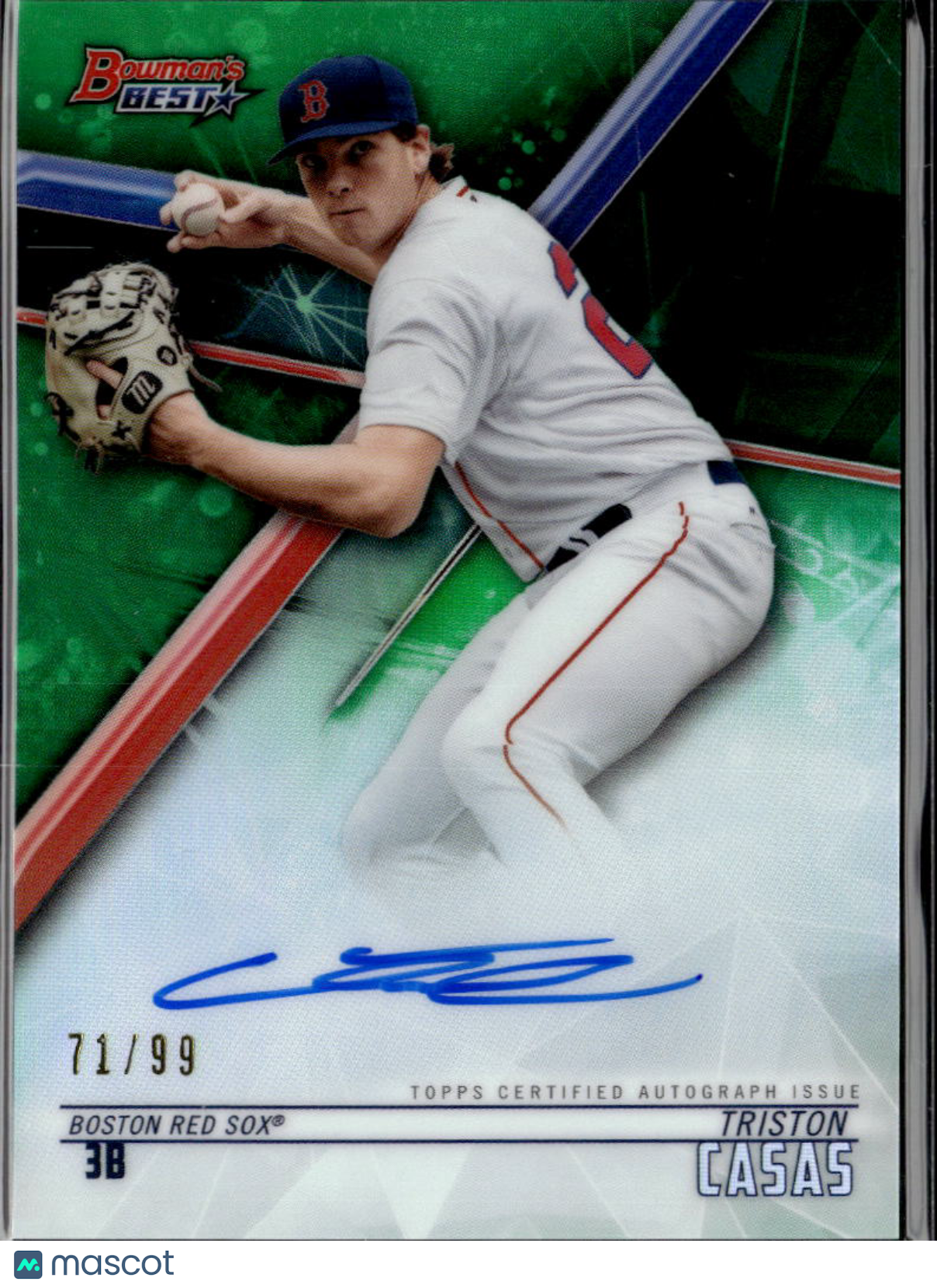 Triston Casas 2018 Bowman's Best Auto Autograph Green 71/99 Boston Red Sox