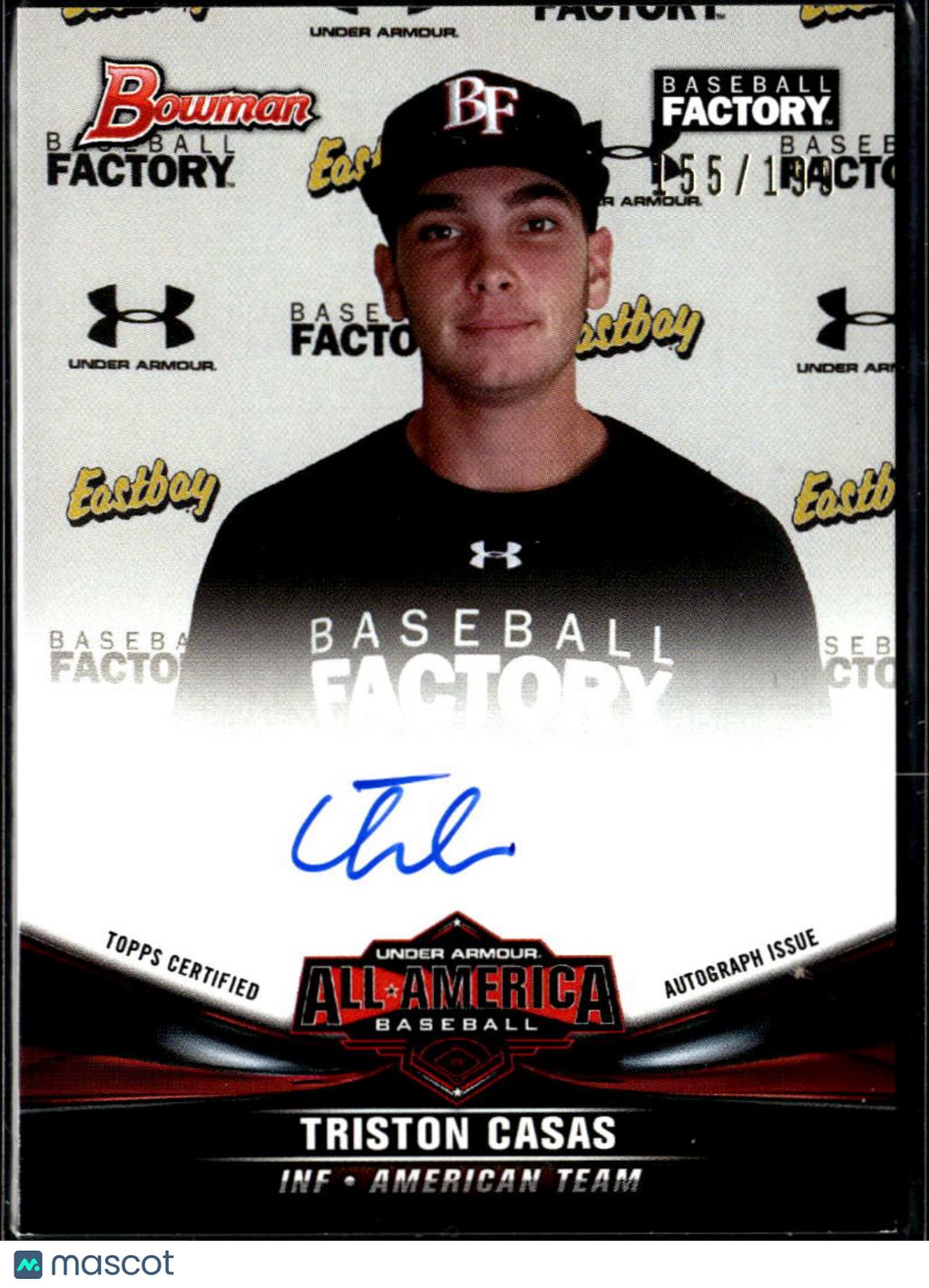 Triston Casas 2016 Bowman Under Armour All-America Auto Autograph RC 155/199
